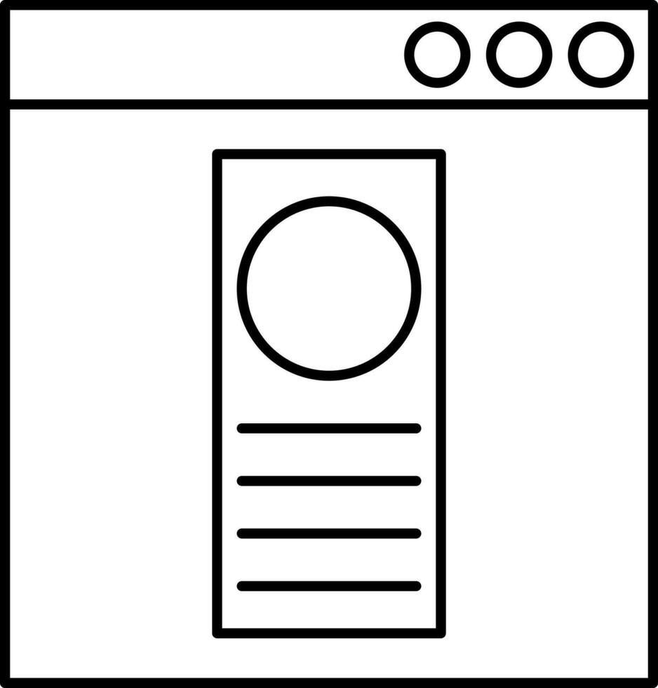 Application of user profile login. Line art icon or symbol. vector