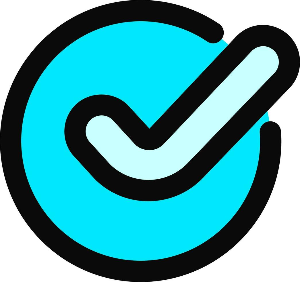 Check mark icon in blue and black color. vector