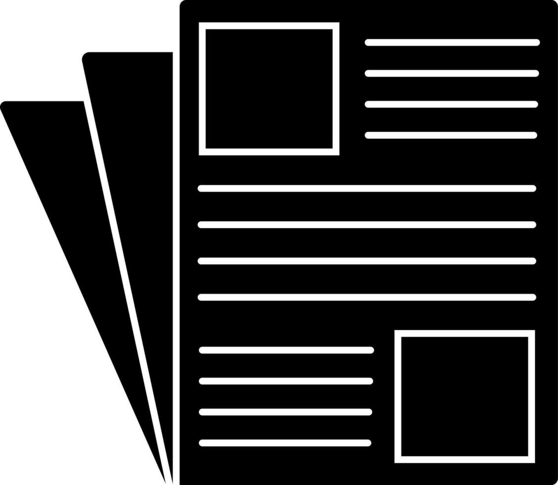 Flat style glyph of newspaper. vector