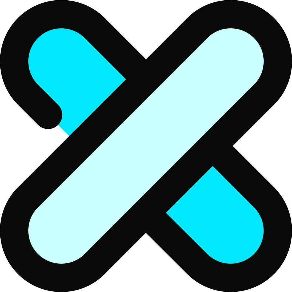 Blue and Black Cross Mark icon in flat style. vector