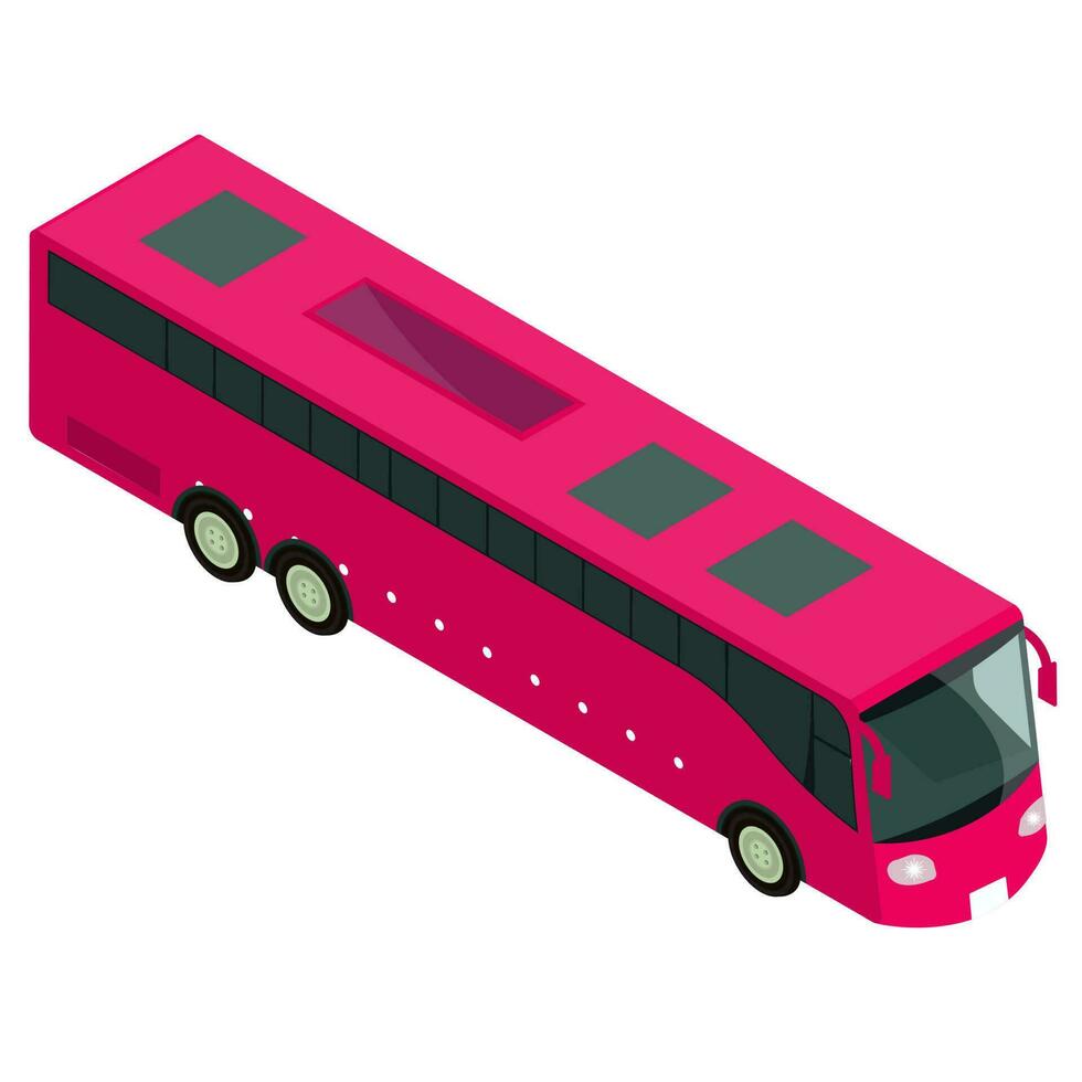 Pink and gray bus on white background. vector