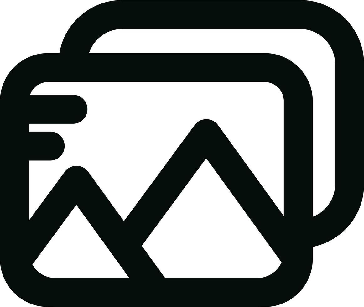 Black line art illustration of Gallery or Picture icon. vector