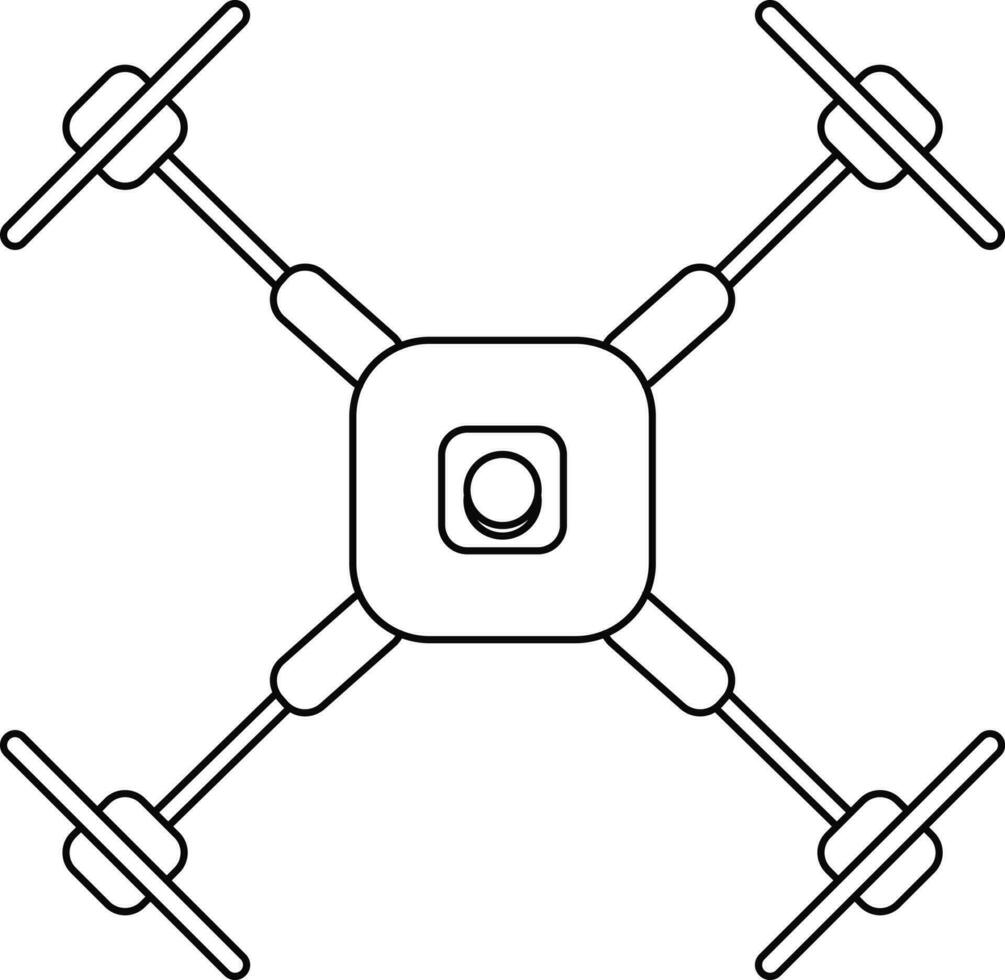 Illustration of a drone camera in black line art. vector