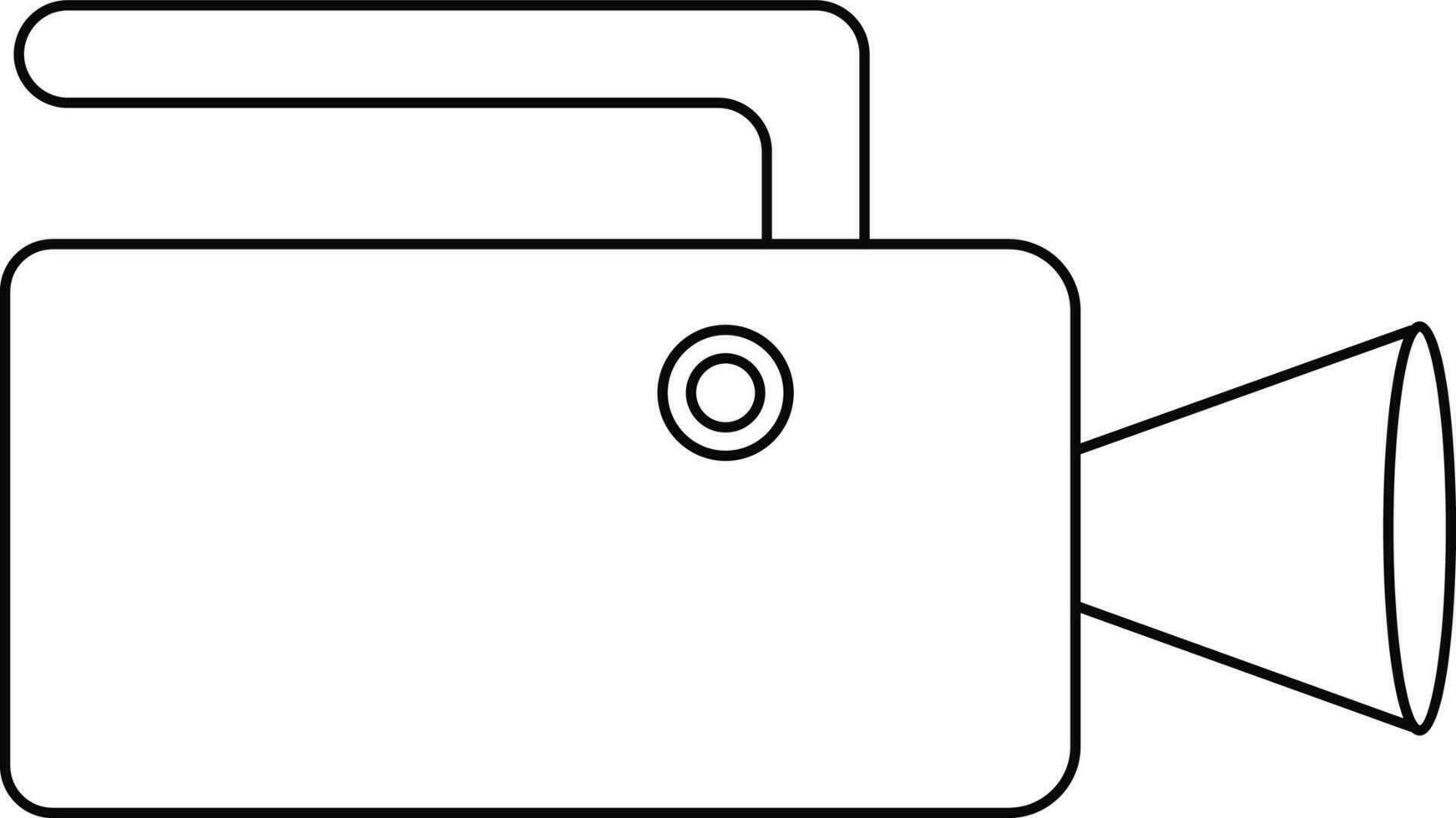 Flat style video camera in black line art illustration. vector
