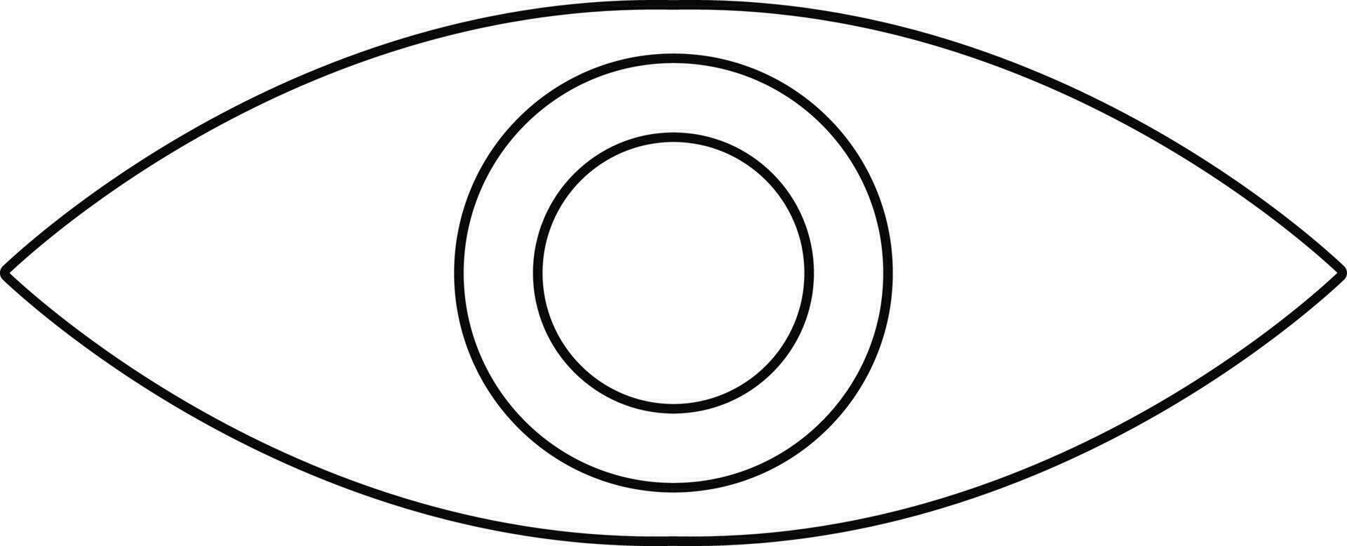 Isolated eye lens in black line art. vector