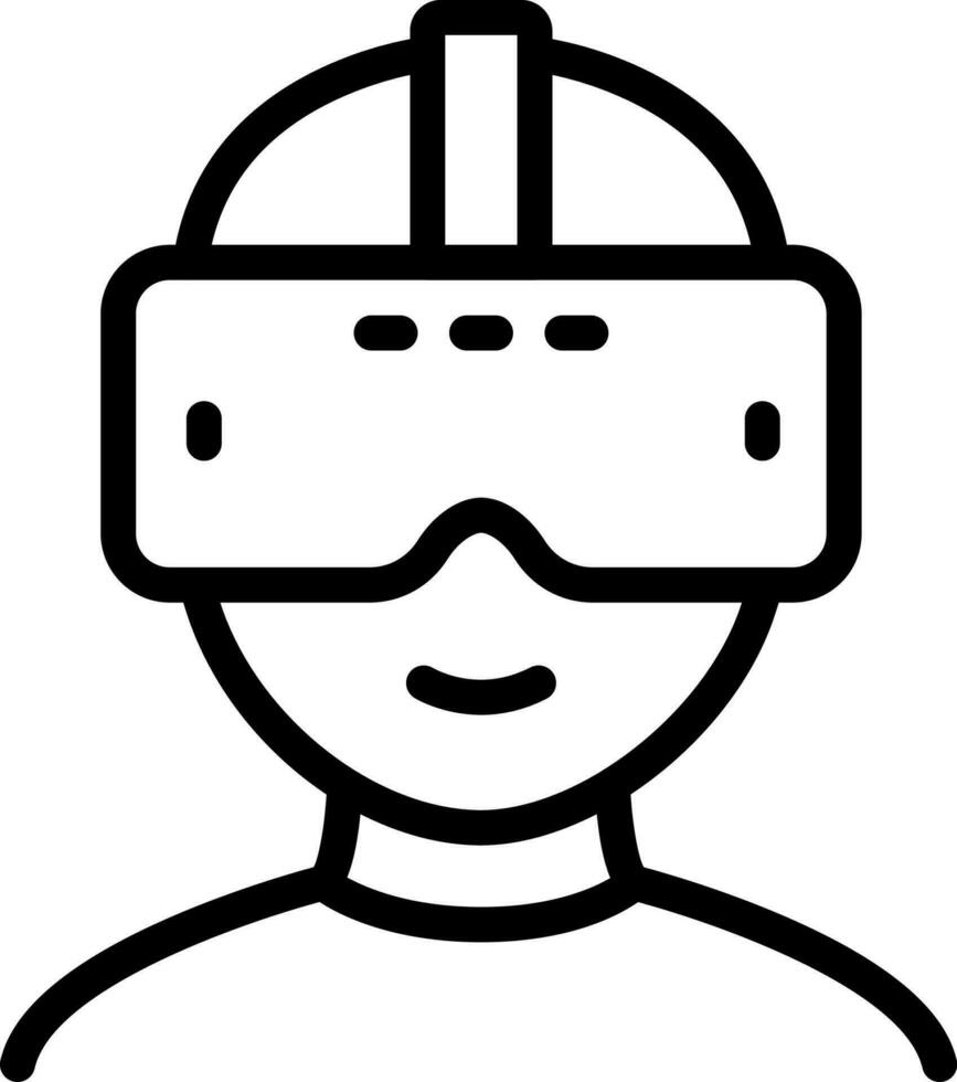 Black line art illustration of vr man icon. vector