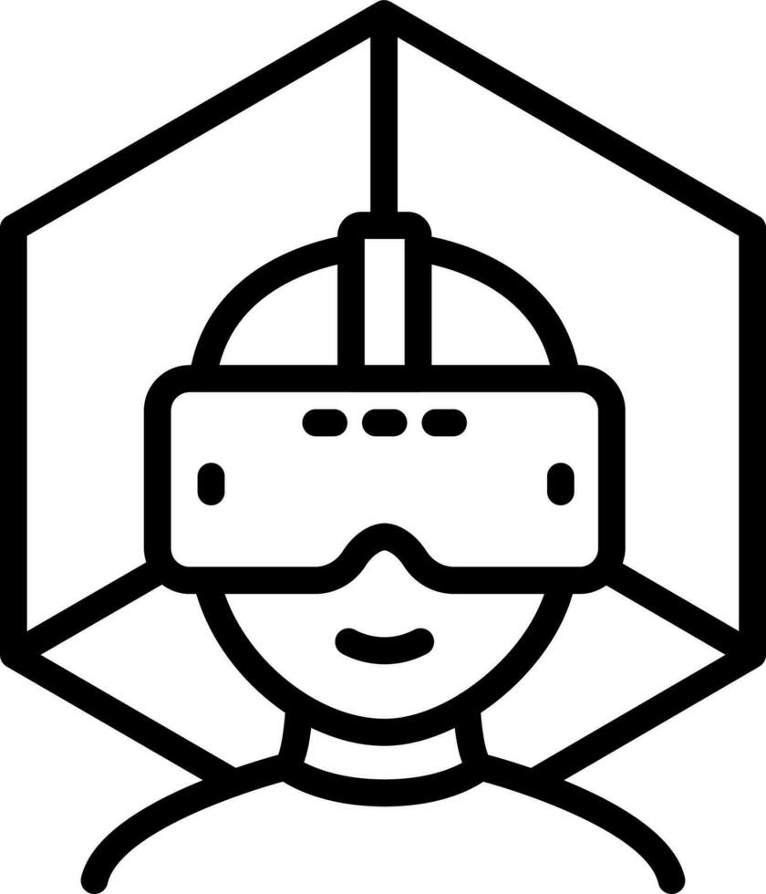 Line art illustration of virtual reality man icon. vector