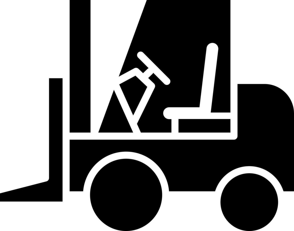 Black and White illustration of forklift icon. vector