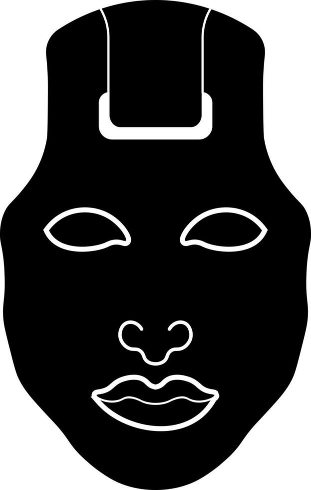 Illustration of black robotic face. Glyph icon or symbol. vector