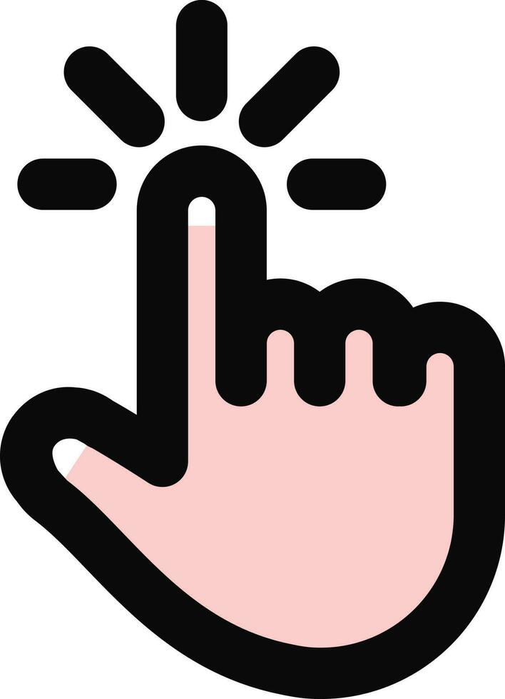mano toque icono en rosado y negro color. vector