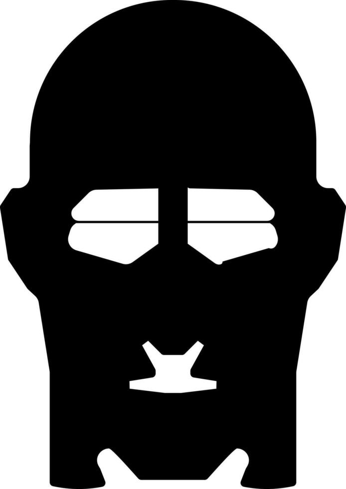 Black and White robot face in flat style. Glyph icon or symbol. vector