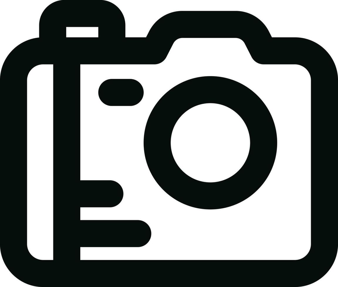 Digital Camera icon in thin line art. vector