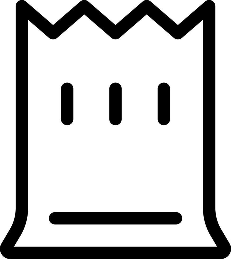 Line art illustration of paper bag icon. vector