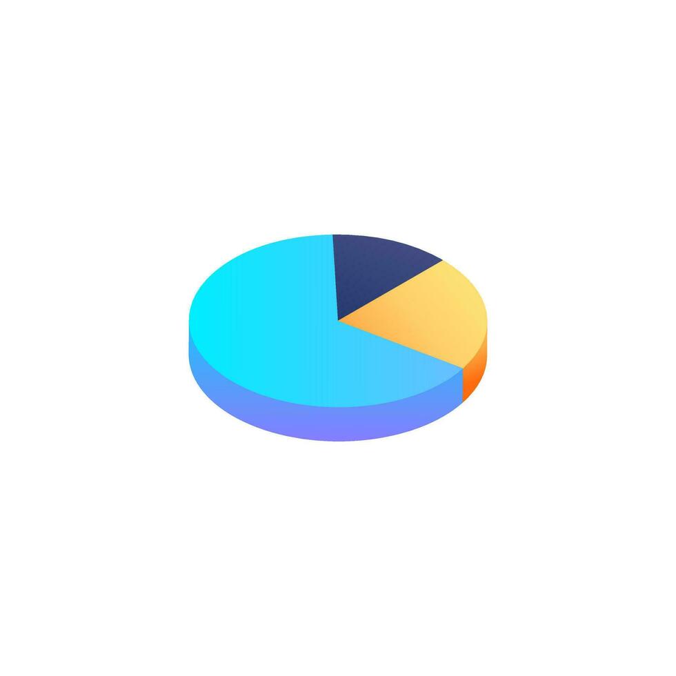 3D isometric pie chart in blue and orange color. vector