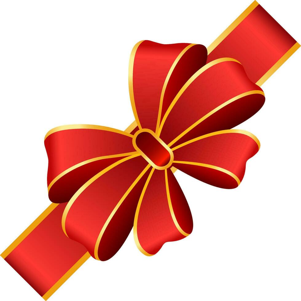 Creative red and golden ribbon flower on white background. vector