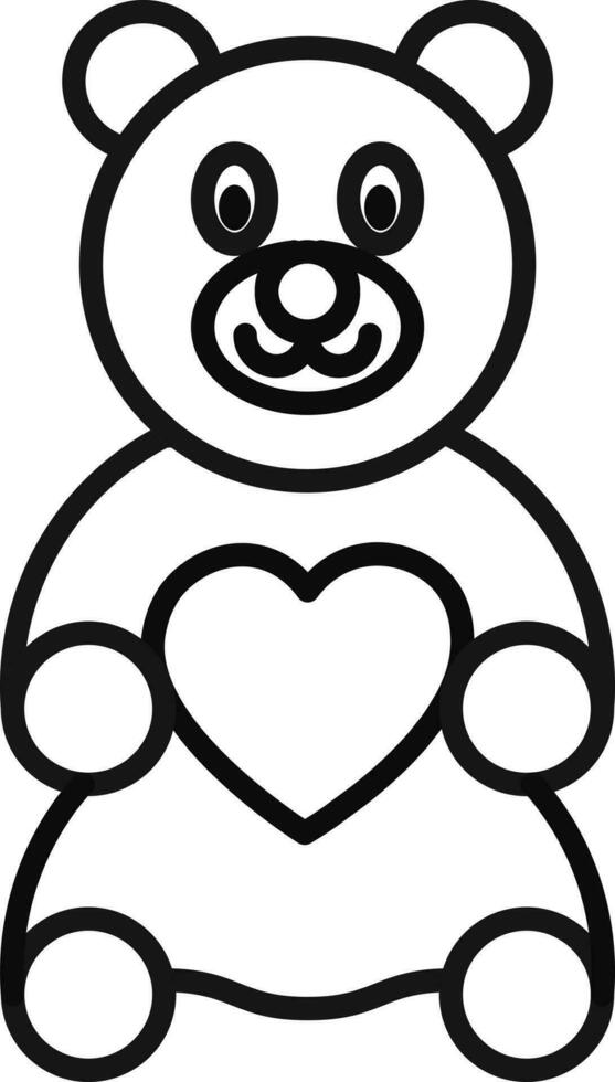 Line art teddy bear icon in flat style. vector