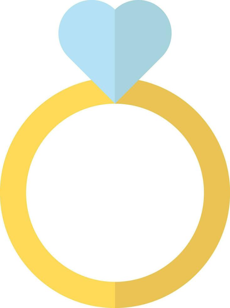 Heart diamond ring icon in blue and yellow color. vector