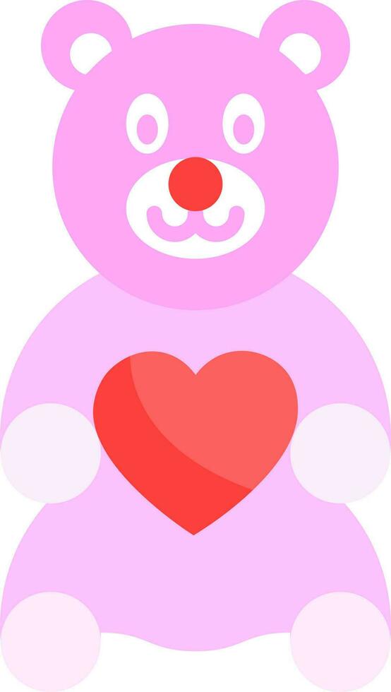 Cute teddy bear icon in pink and red color. vector