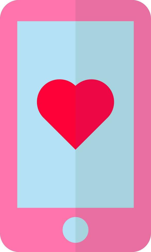 Heart symbol on smartphone icon in flat style. vector
