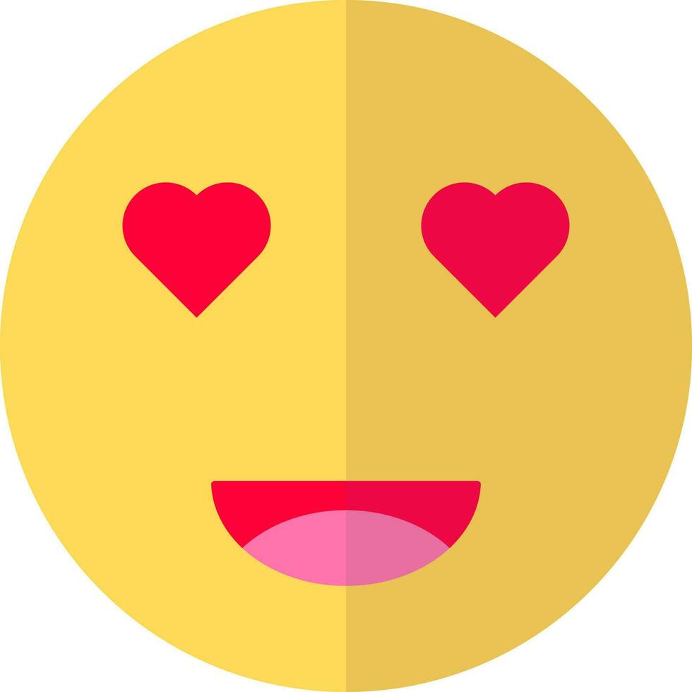 Love or heart eyes emoji face icon in red and yellow color. vector