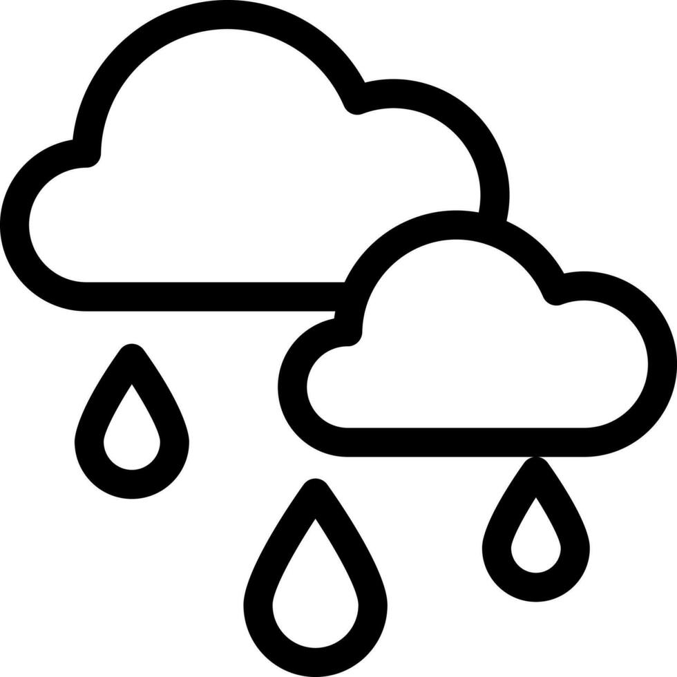 Line art illustration of rain icon in flat style. vector