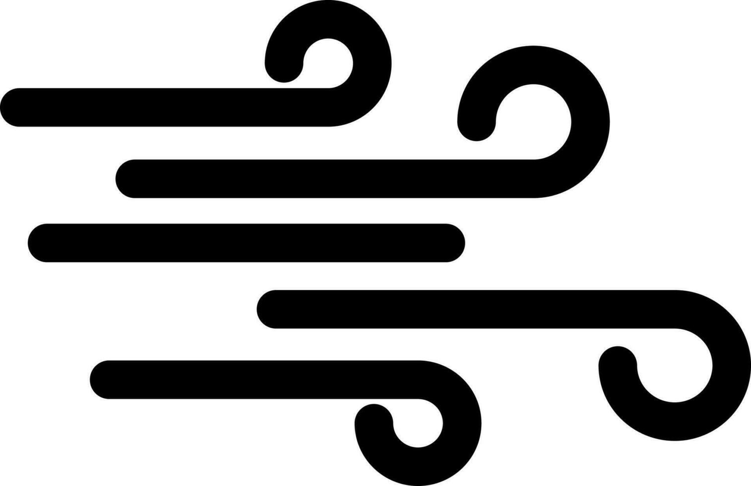 Wind icon in black line art. vector