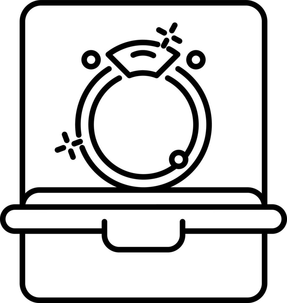 Boda anillos en caja icono o símbolo. vector