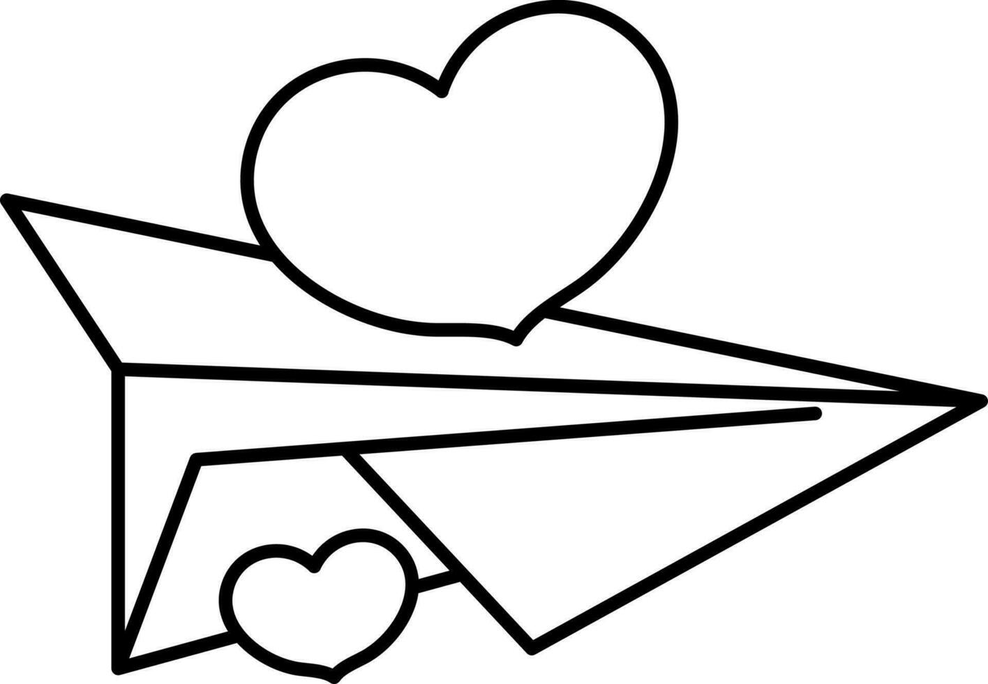 Love latter or paper plane icon in thin line art. vector