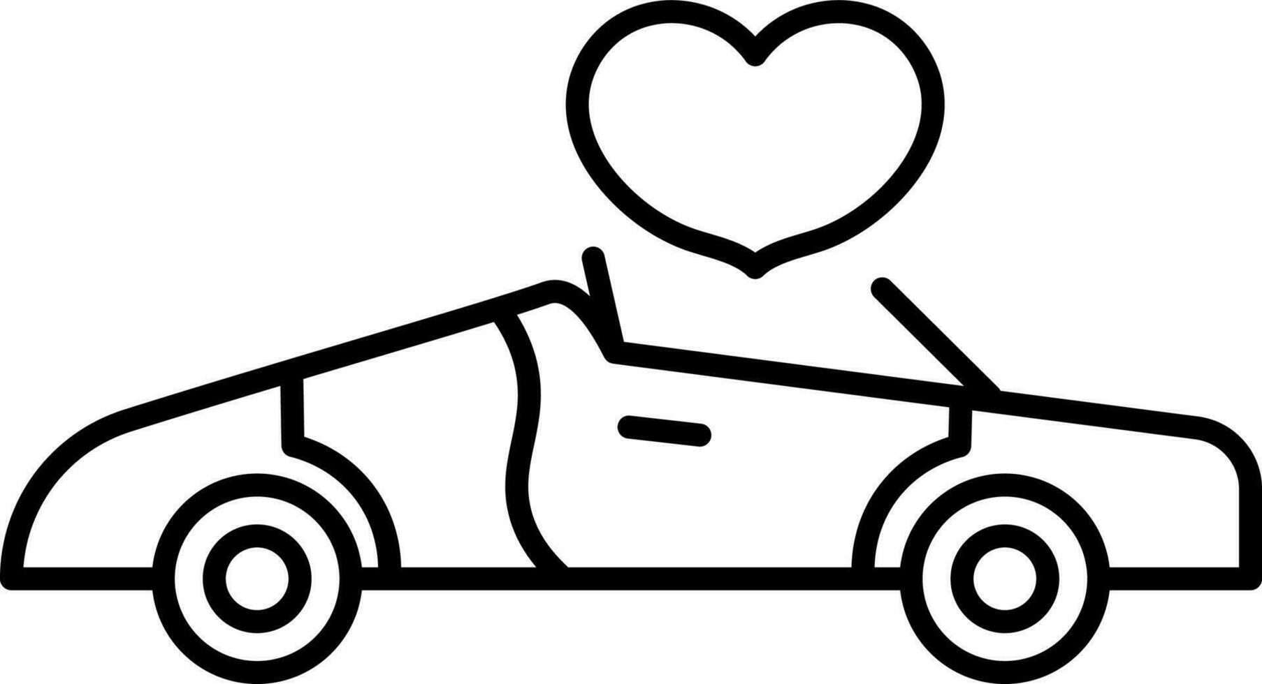 Wedding car icon or symbol in line art. vector