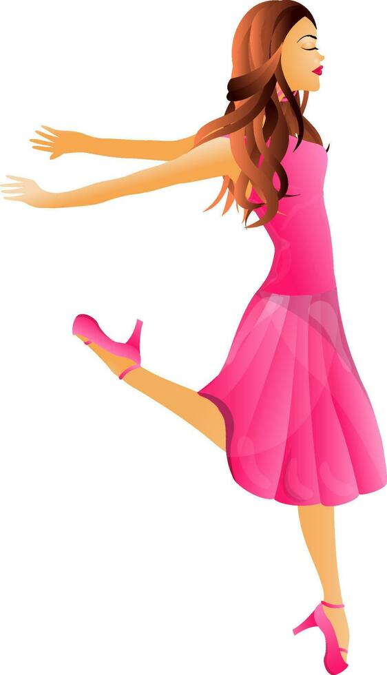 Character of young girl in dancing pose. vector