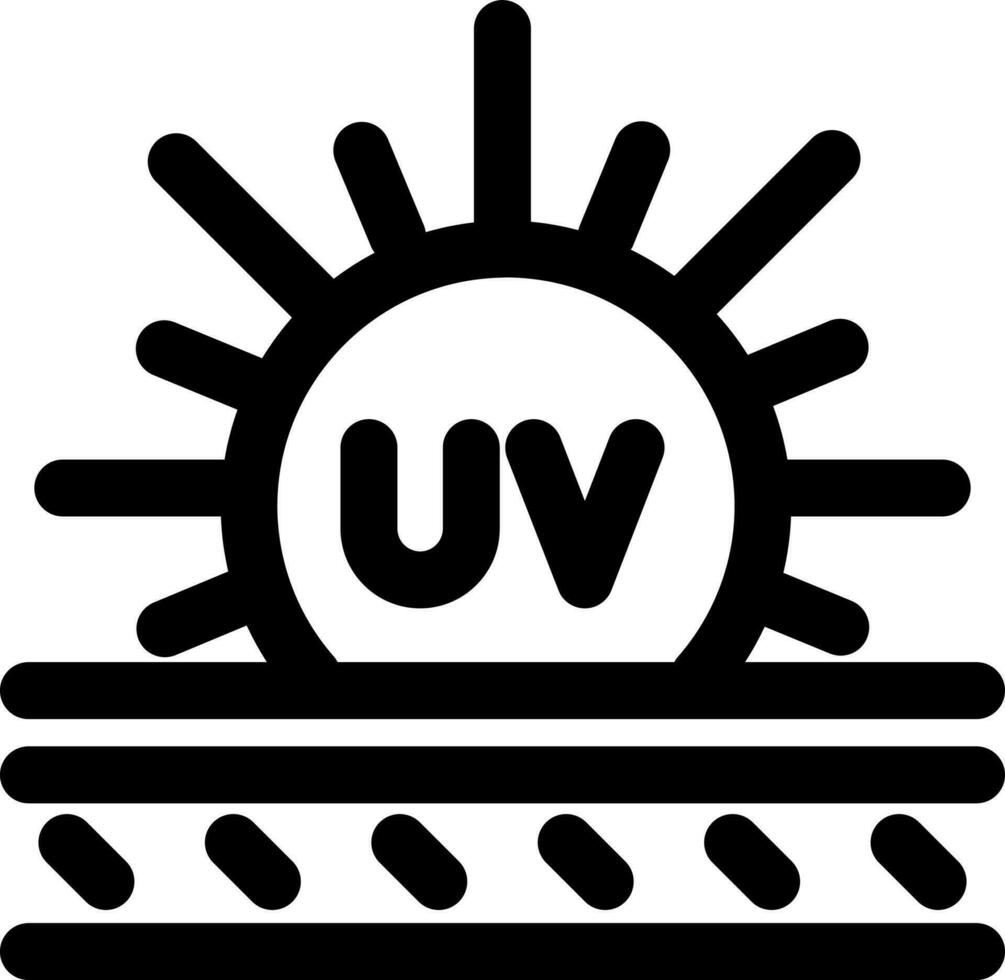 UV sun rays icon in black line art. vector