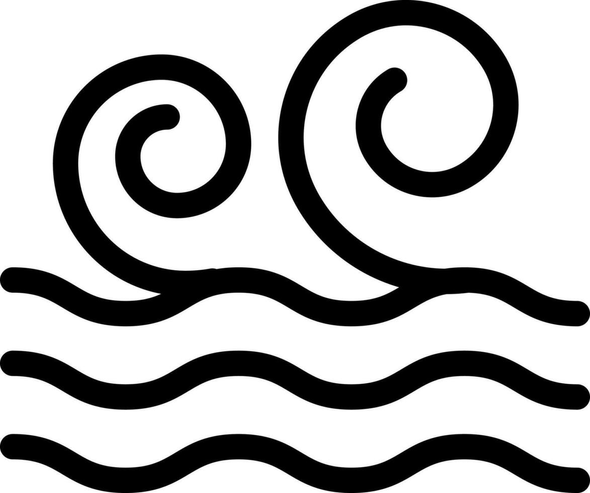 Illustration of wave icon in line art. vector