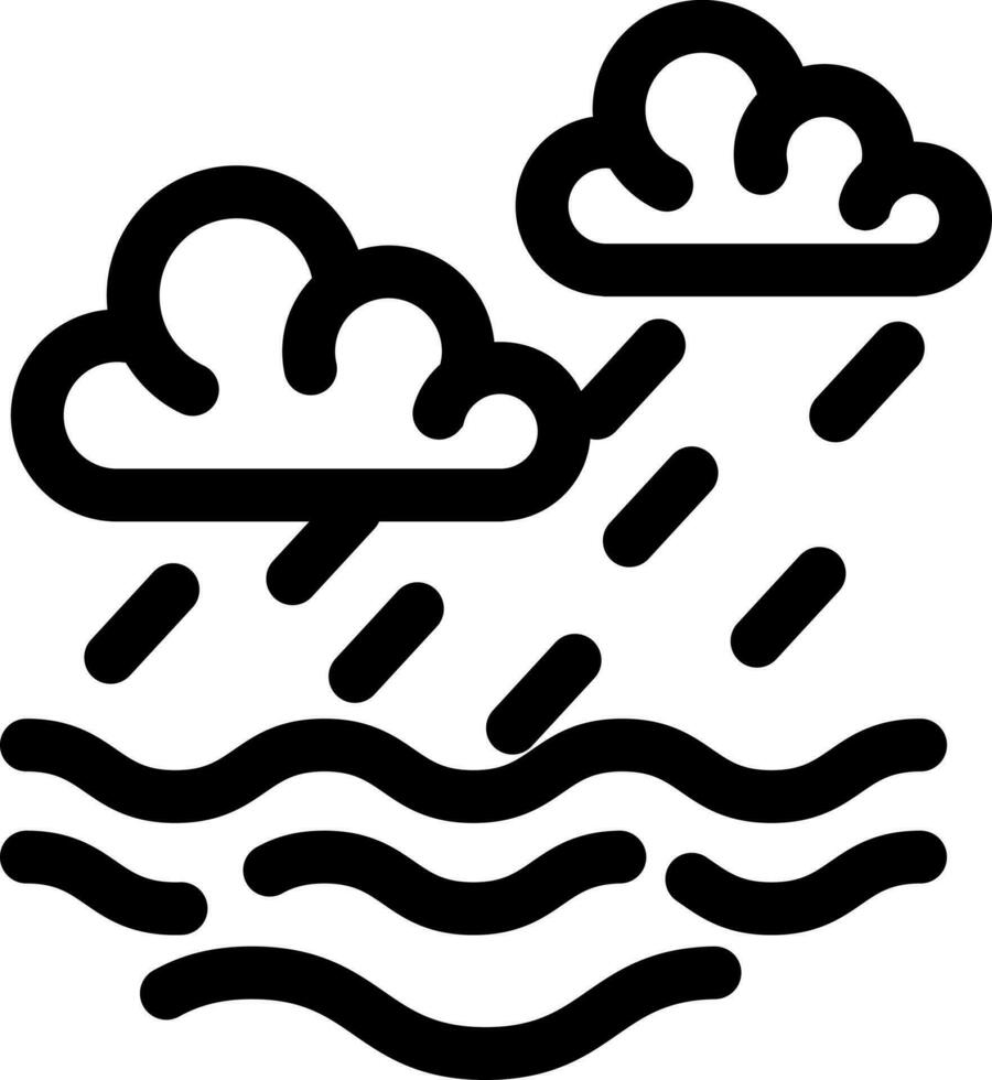 Black line art illustration of rainfall icon. vector