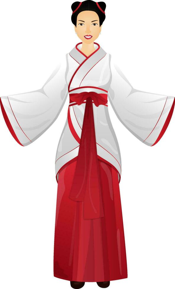 Character of lady in traditional japanese dress. vector