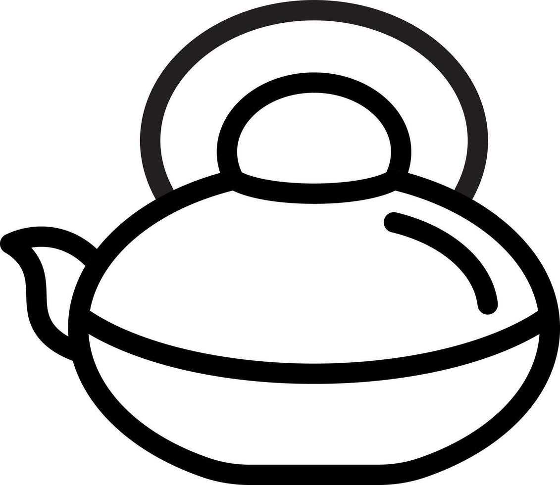 Illustration of teapot icon in line art. vector