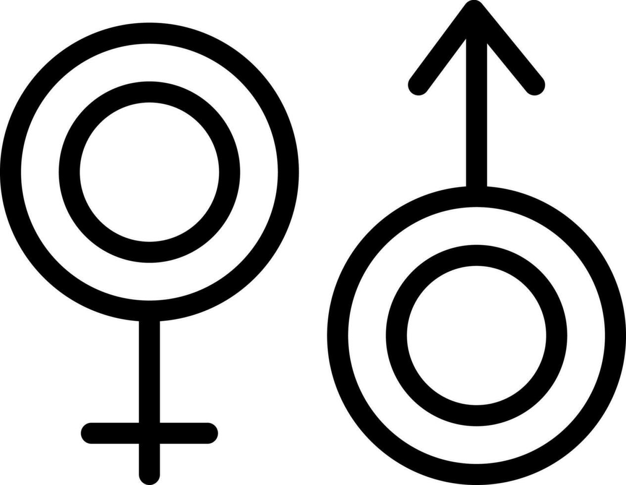 masculino y hembra género firmar o símbolo en Delgado línea Arte. vector