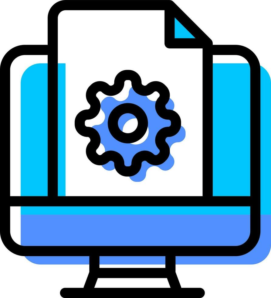 File Setting Tools on Computer Screen icon in flat style. vector
