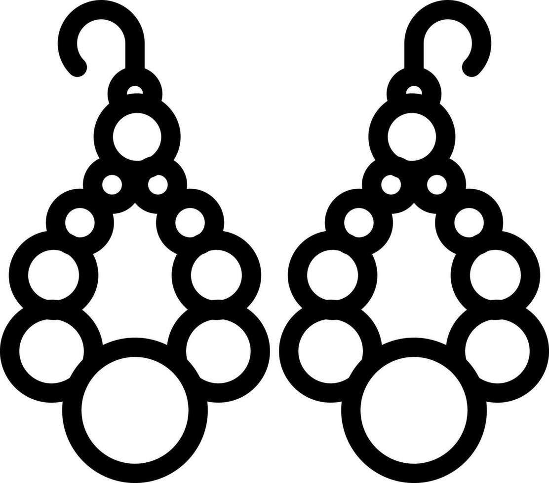 Line art earrings icon in flat style. vector