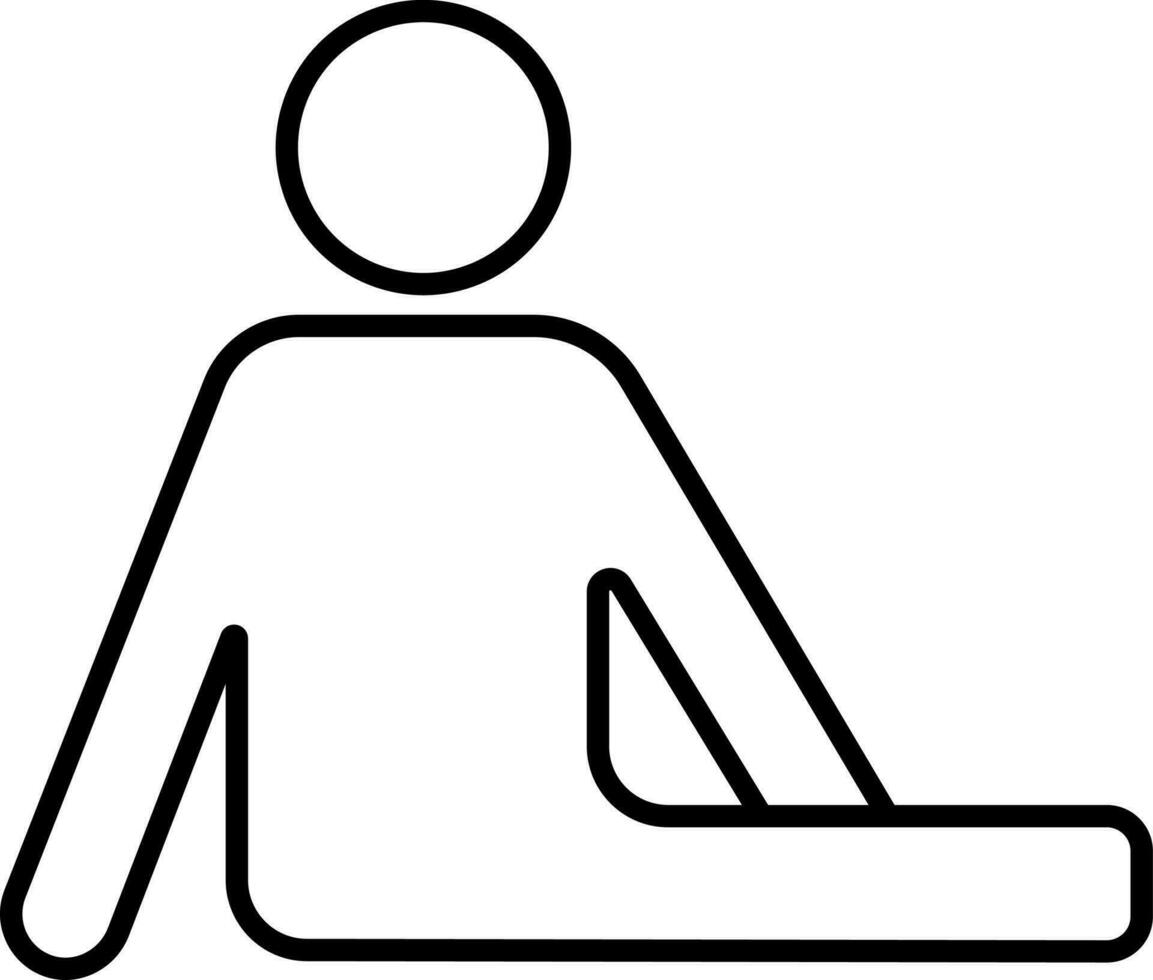 Character of a faceless man performing yoga in black line art. vector