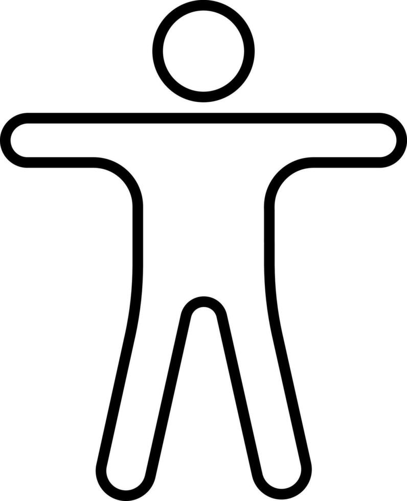 Character of a faceless man stretching arms pose. vector