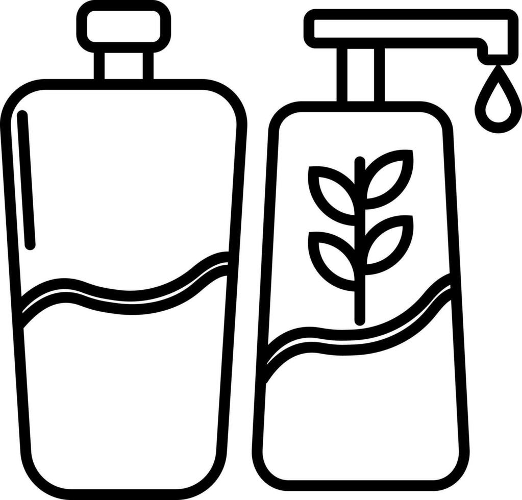 Liquid soap icon in black line art. vector