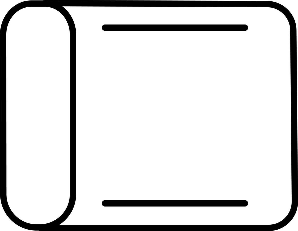 Black line art yoga mat in flat style. vector