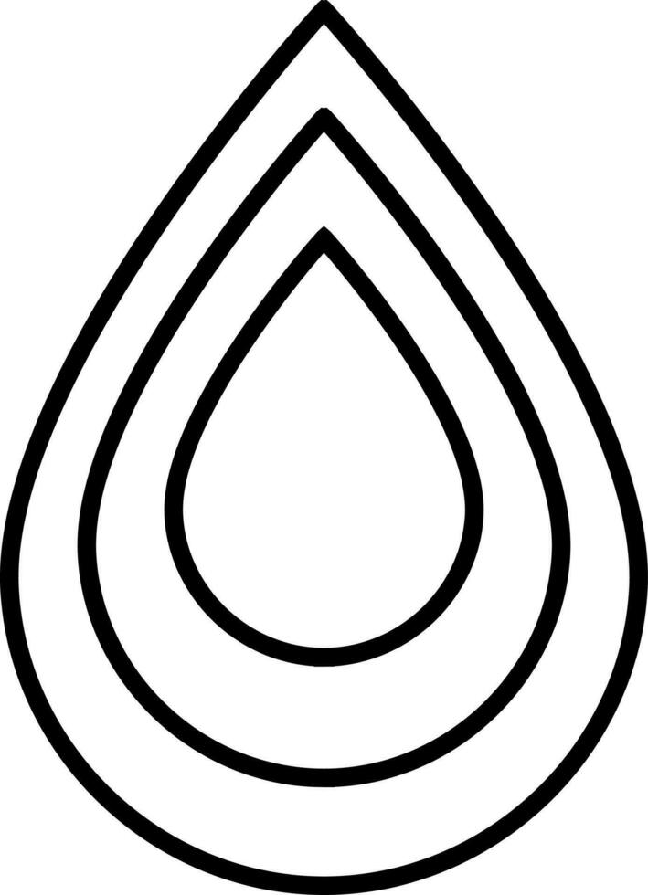 Black line art drop in flat style. vector