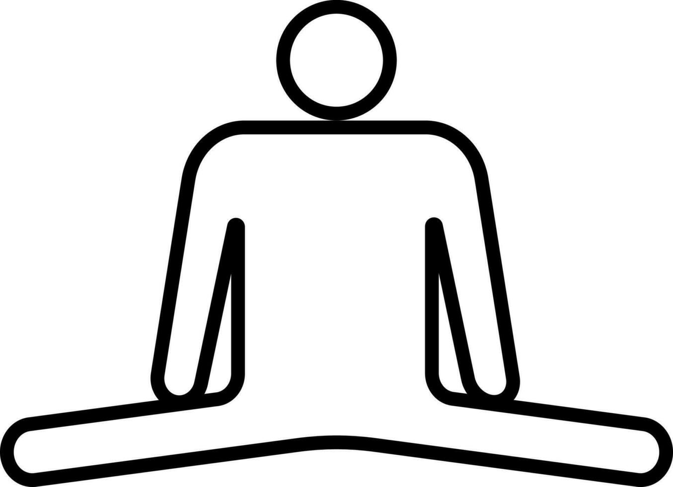 Black line art faceless man sitting in yoga posture. vector
