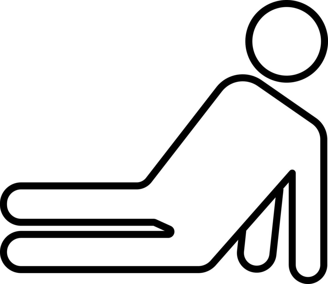 Character of a faceless man performing yoga in black line art. vector