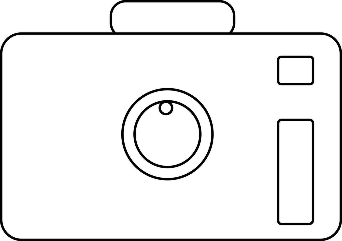 Flat style camera in line art illustration. vector