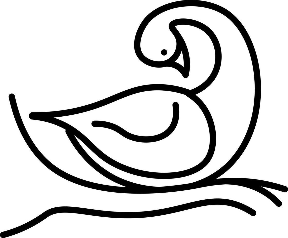 Line art illustration of swan icon. vector