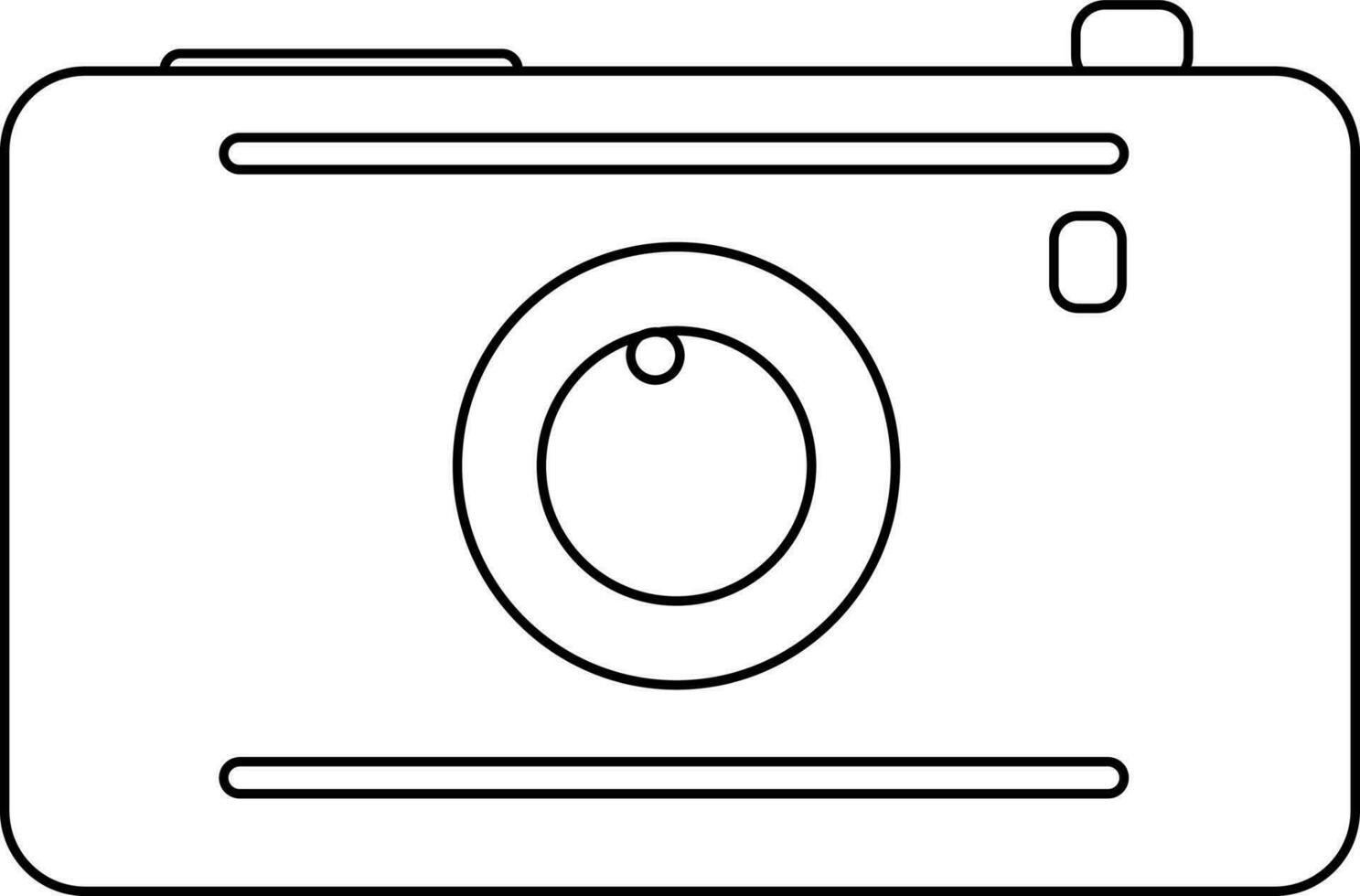 Camera in black line art illustration. vector