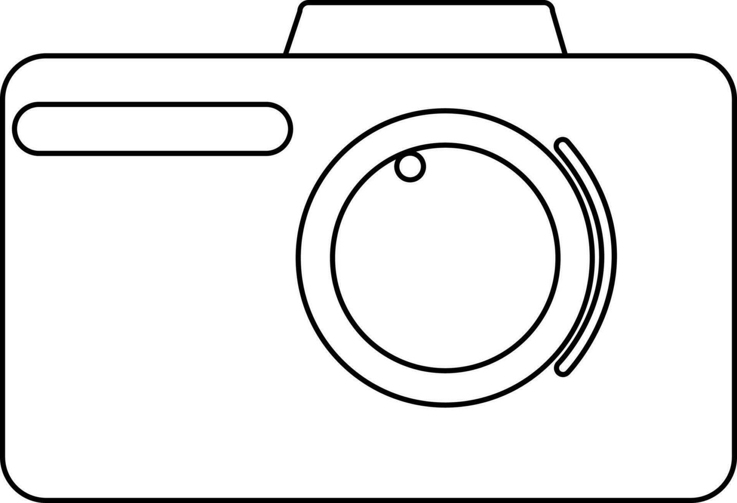 Black line art flat style camera. vector