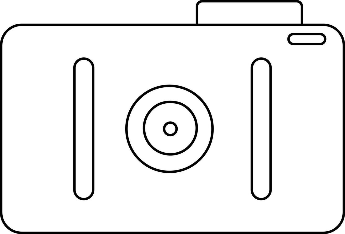 Black line art illustration of a camera. vector
